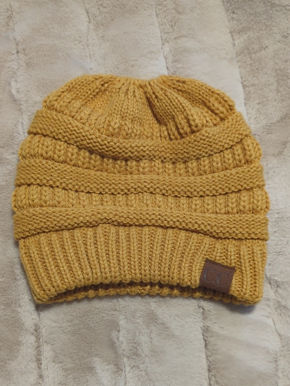 C.C Knit Beanie in Mustard Yellow